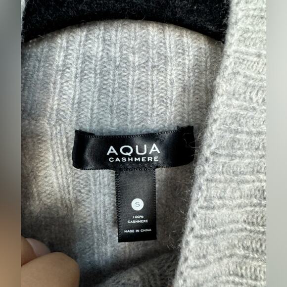 AQUA Balloon Sleeve Grey 100% Cashmere Sweater Size Small - Picture 5 of 8